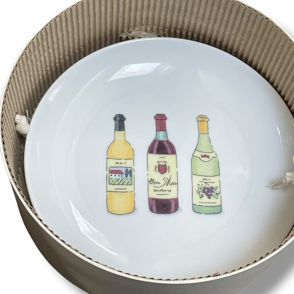 Vintage 2001 Nancy Green Boston Warehouse 6" Wine Cheese Appetizer Ceramic Set 4 - Picture 10 of 12